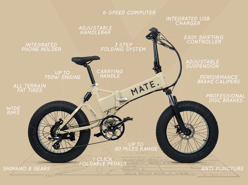 4インチの極太タイヤ。「MATE X」は折りたたみできる電動自転車 | がじ 
